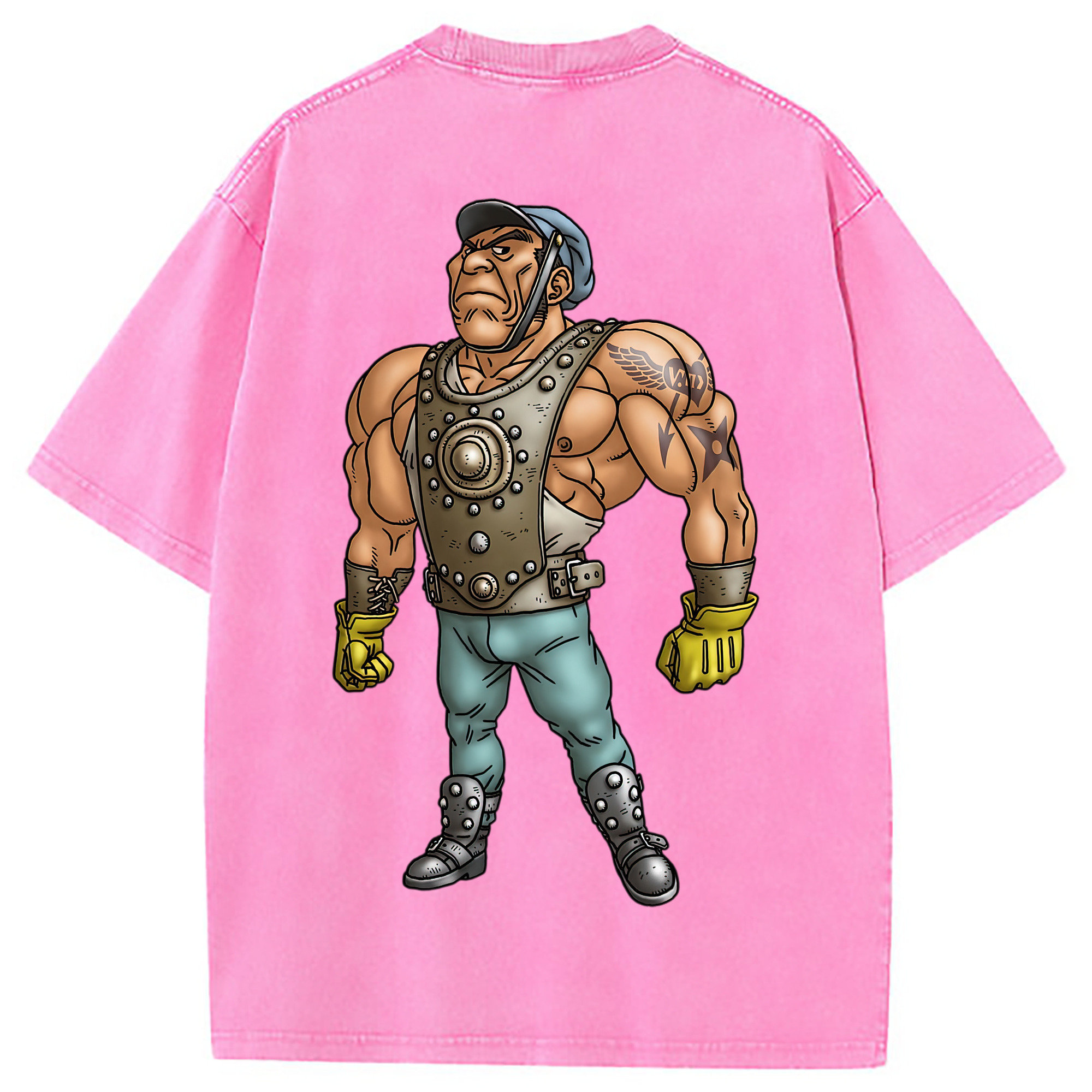 （画像用） ドラゴンクエスト Doragon Kuesuto Dragon Quest 綿100% ヴィンテージ風 半袖Tシャツ（背面プリント）